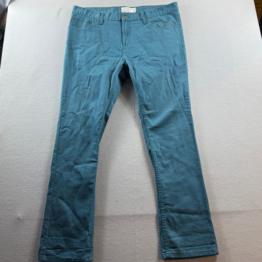 Ecko Unltd Skinny Fit Pants Mens 38x32 Teal Blue Green 710 Stretch Twill Chino